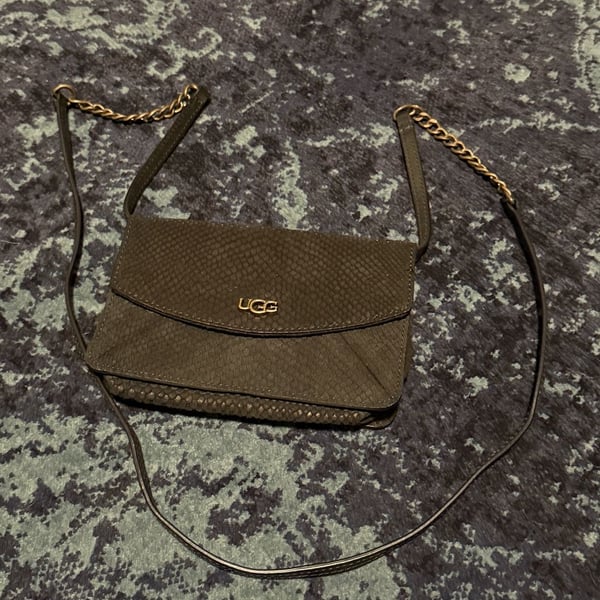 UGG Black Snakeskin Leather Crossbody Bag