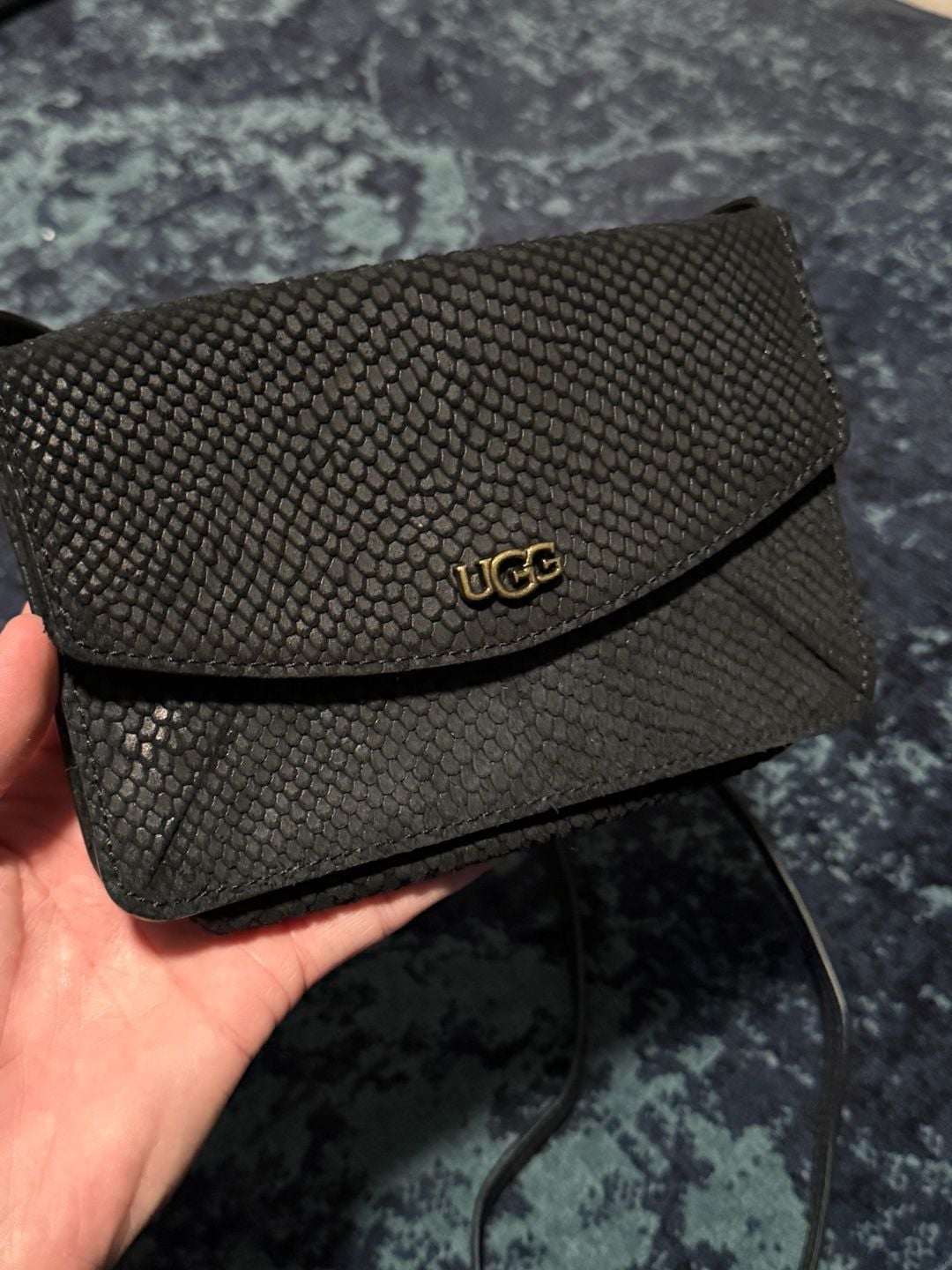 UGG Black Snakeskin Leather Crossbody Bag 3
