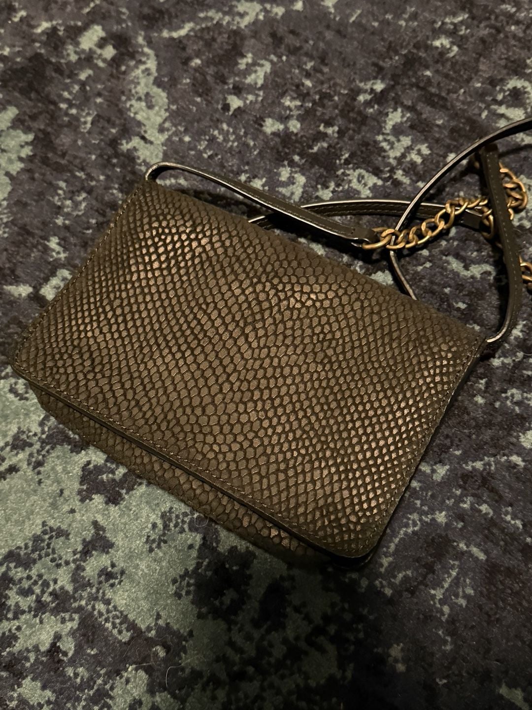 UGG Black Snakeskin Leather Crossbody Bag 5