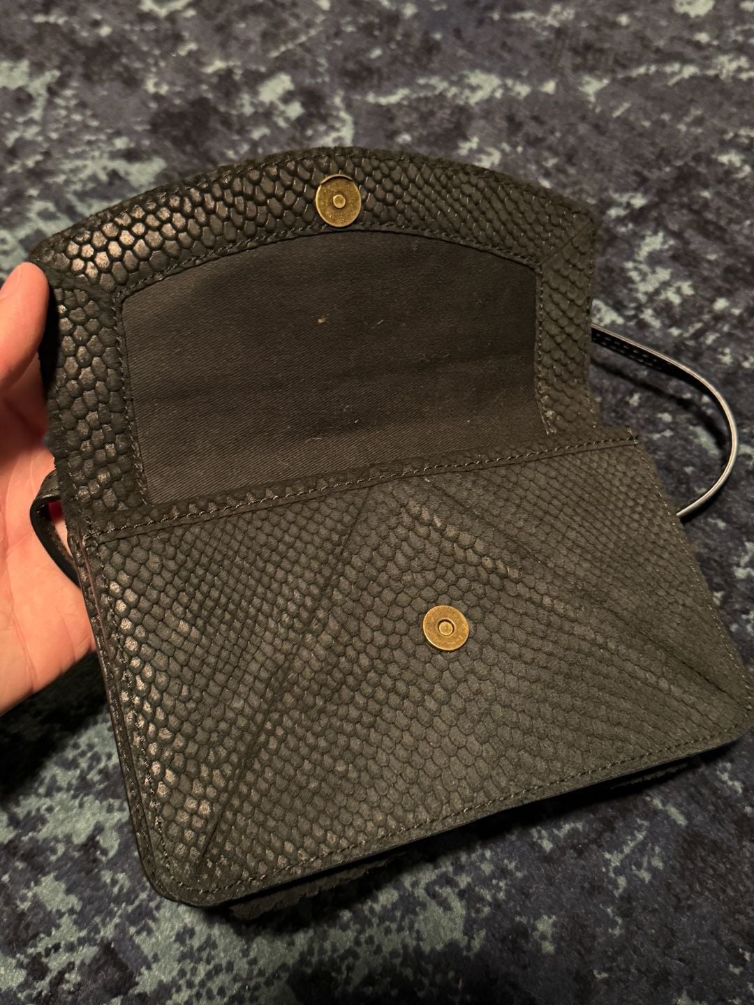 UGG Black Snakeskin Leather Crossbody Bag 6