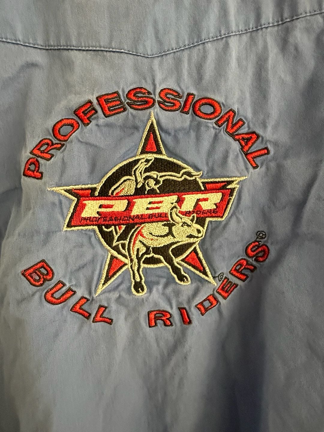Professional Bull Riders Long Sleeve Button Down Shirt Blue Western Rodeo 2