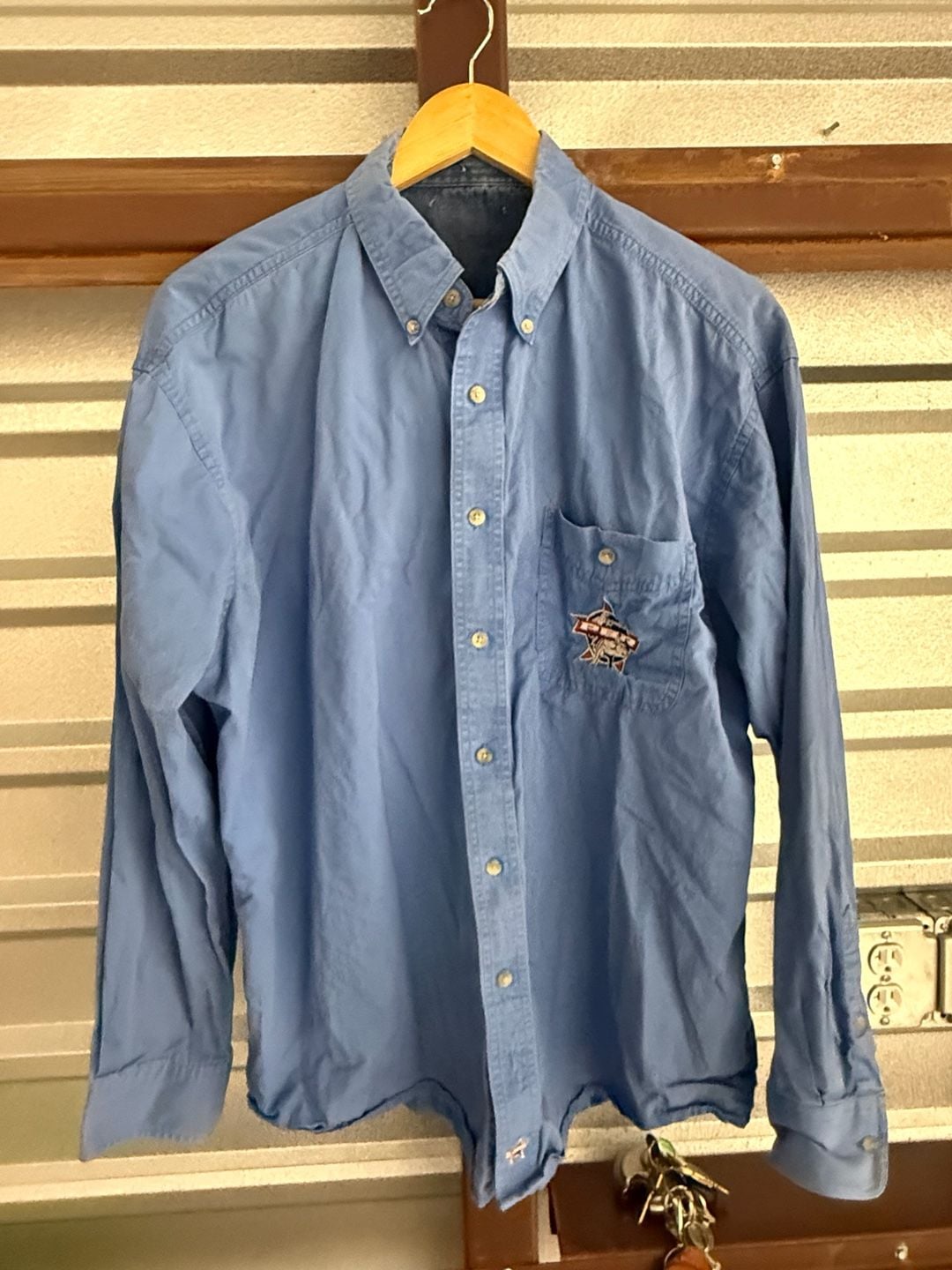 Professional Bull Riders Long Sleeve Button Down Shirt Blue Western Rodeo 3