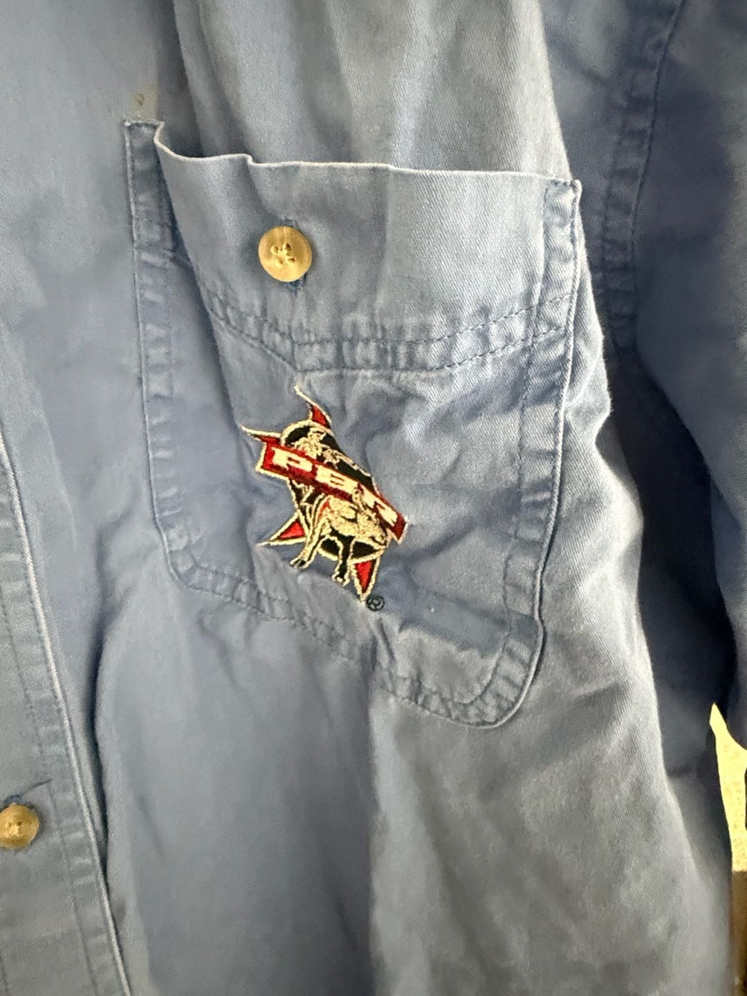 Professional Bull Riders Long Sleeve Button Down Shirt Blue Western Rodeo 4