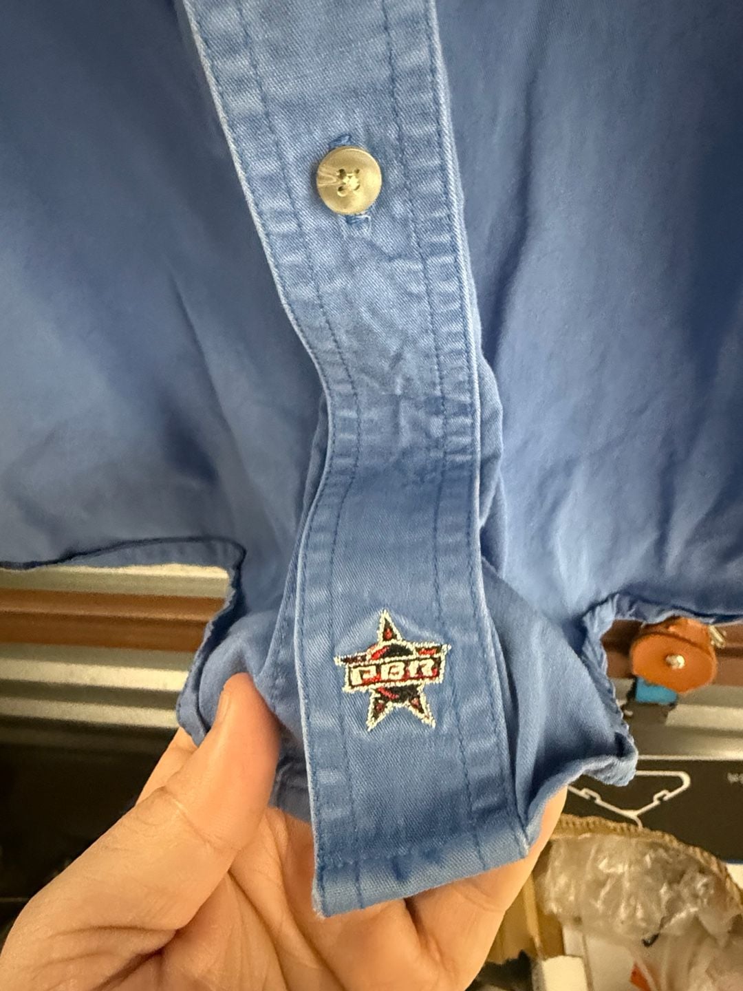 Professional Bull Riders Long Sleeve Button Down Shirt Blue Western Rodeo 5