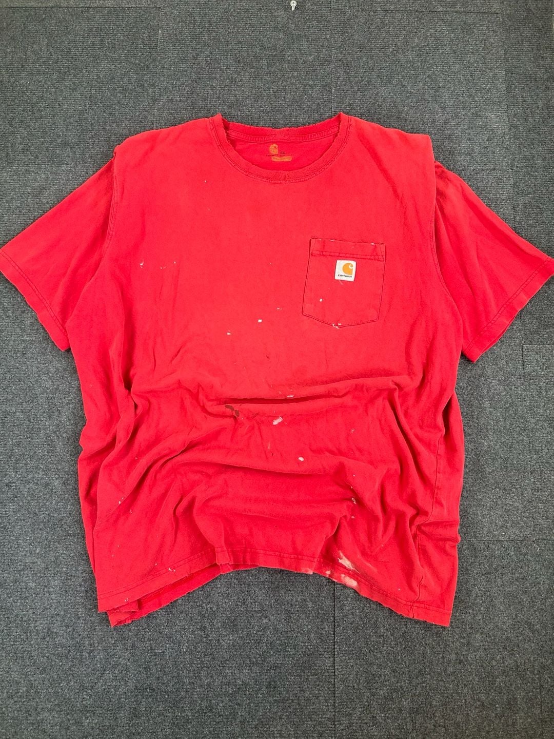Carhartt Pocket T-Shirt Size 2XL Red Distressed Heavyweight Short Sleeve 1