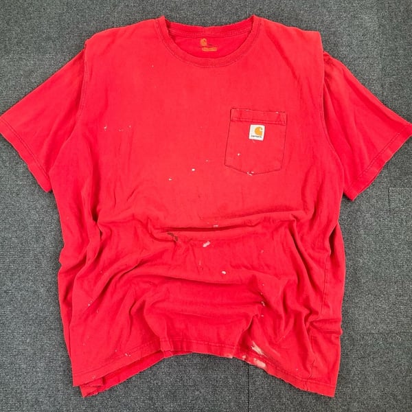 Carhartt Pocket T-Shirt Size 2XL Red Distressed Heavyweight Short Sleeve