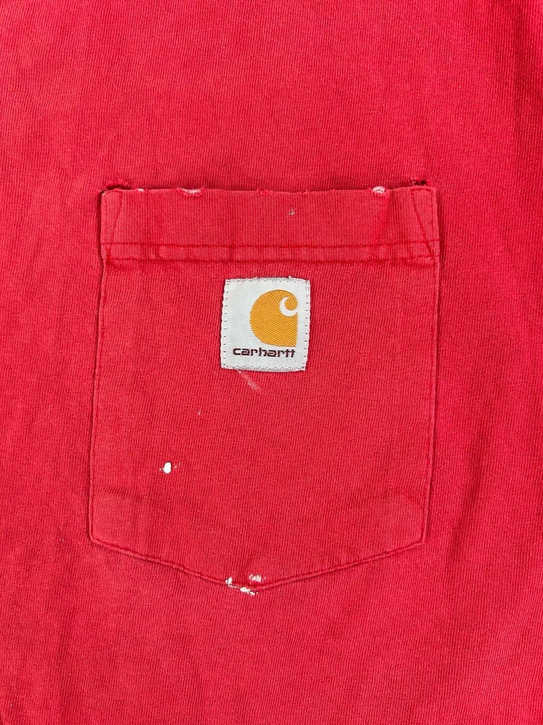 Carhartt Pocket T-Shirt Size 2XL Red Distressed Heavyweight Short Sleeve 2