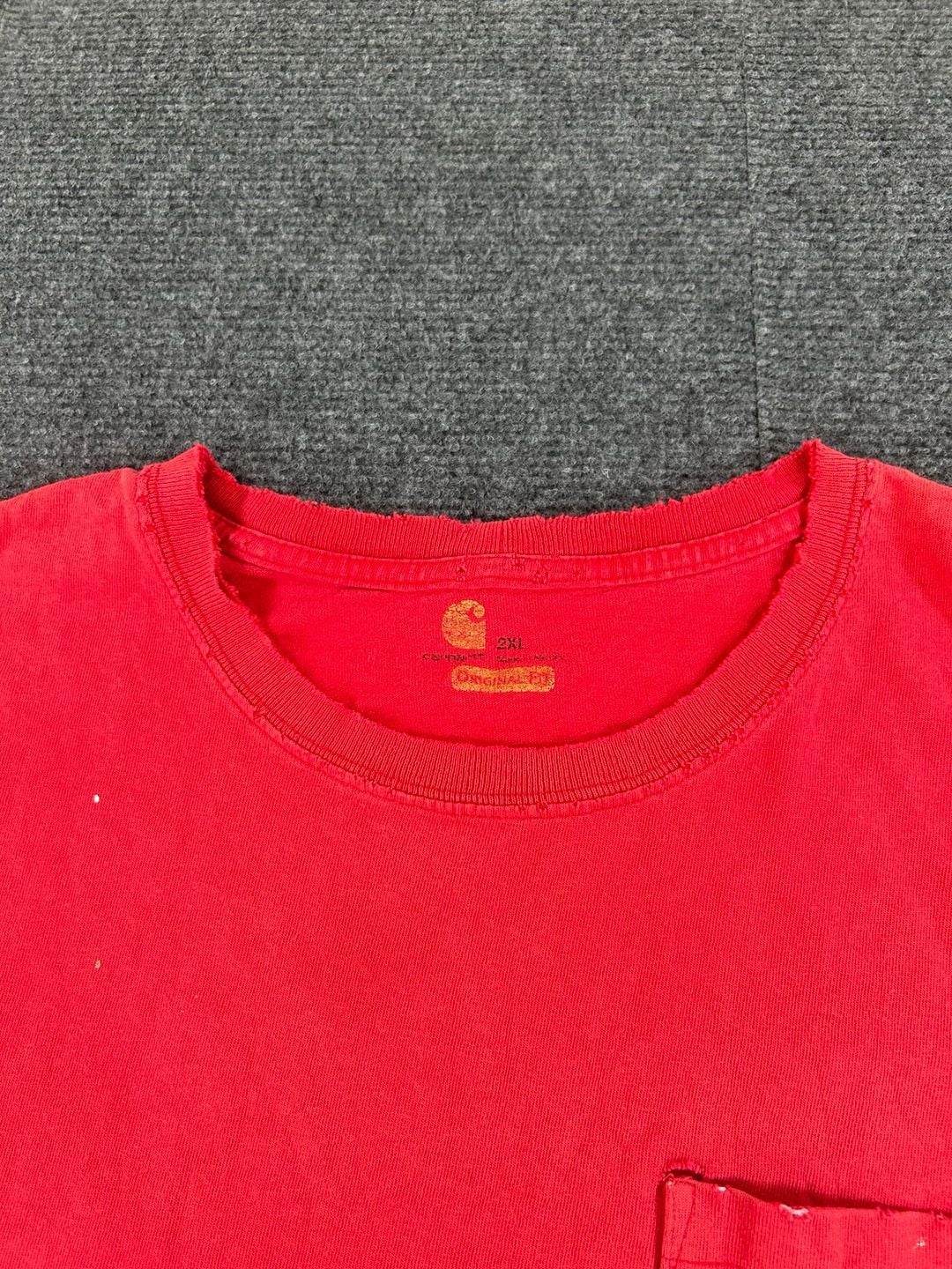 Carhartt Pocket T-Shirt Size 2XL Red Distressed Heavyweight Short Sleeve 3