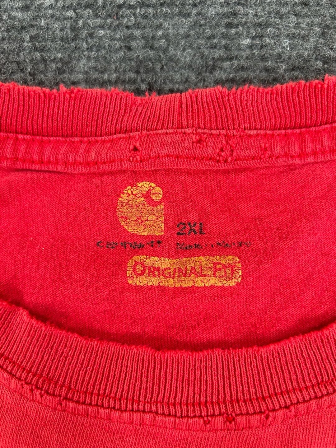 Carhartt Pocket T-Shirt Size 2XL Red Distressed Heavyweight Short Sleeve 4