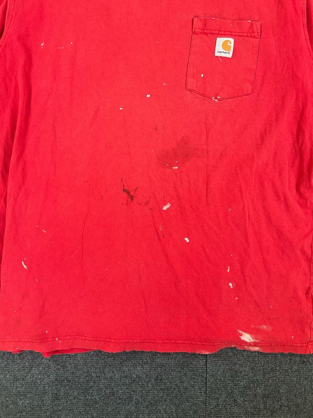 Carhartt Pocket T-Shirt Size 2XL Red Distressed Heavyweight Short Sleeve 5
