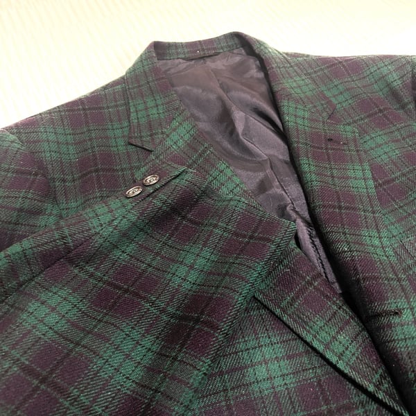 Custom Tailored Cricketeer Tartan Plaid Sport Coat Green Navy