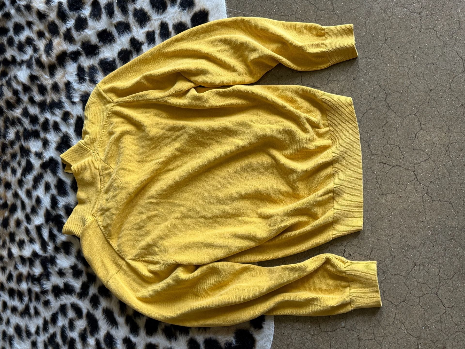 Tommy Hilfiger Quarter Zip Sweater Size L Yellow Cotton Pullover 4
