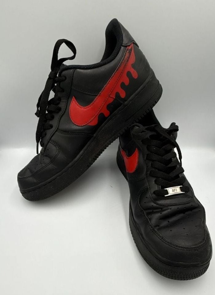 Nike Air Force 1 Low Black Red Drip Custom Sneakers
Size 12
#882 9