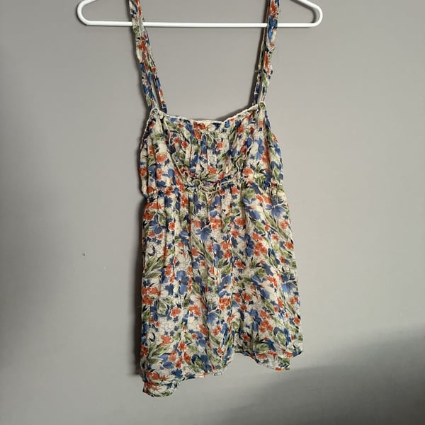 Hollister vintage Floral Smocked Camisole Top Multi Color