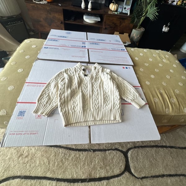 Gymboree Cable Knit Sweater 18-24 Mos. Cream Cotton Button Collar