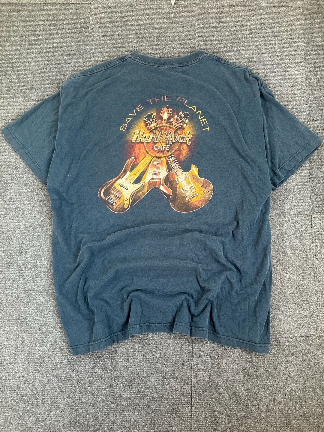 Hard Rock Cafe Louisville T-Shirt Vintage Dark Blue Graphic Guitar 9