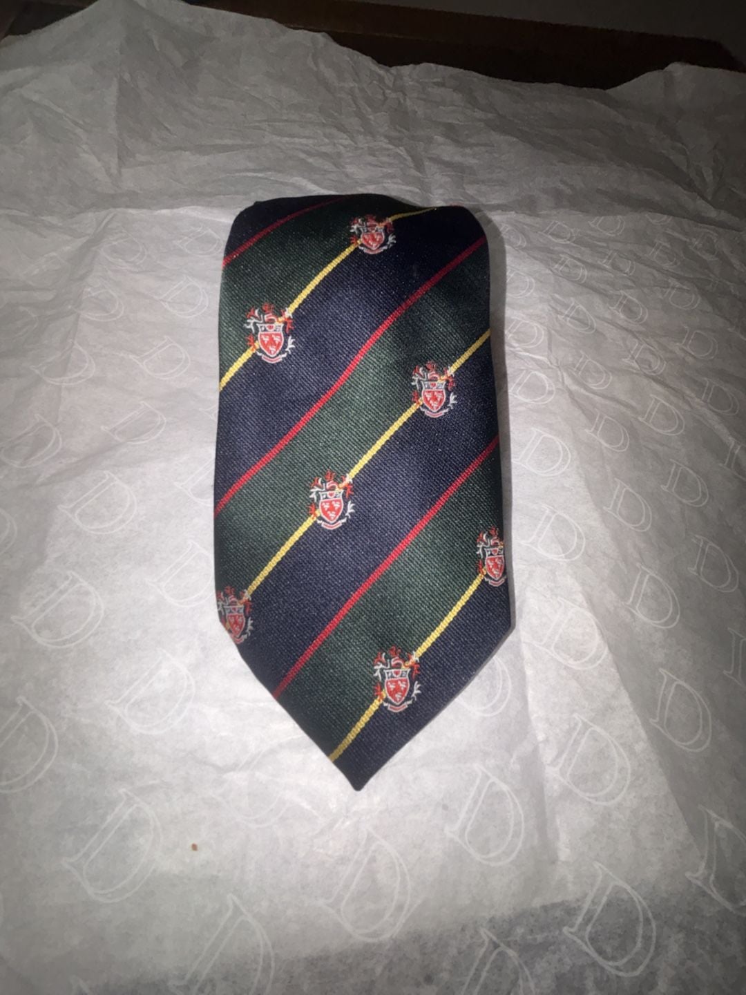 Kelly's for Ivey's Men's Store Crest Stripe Tie Multi-Color Silk 1
