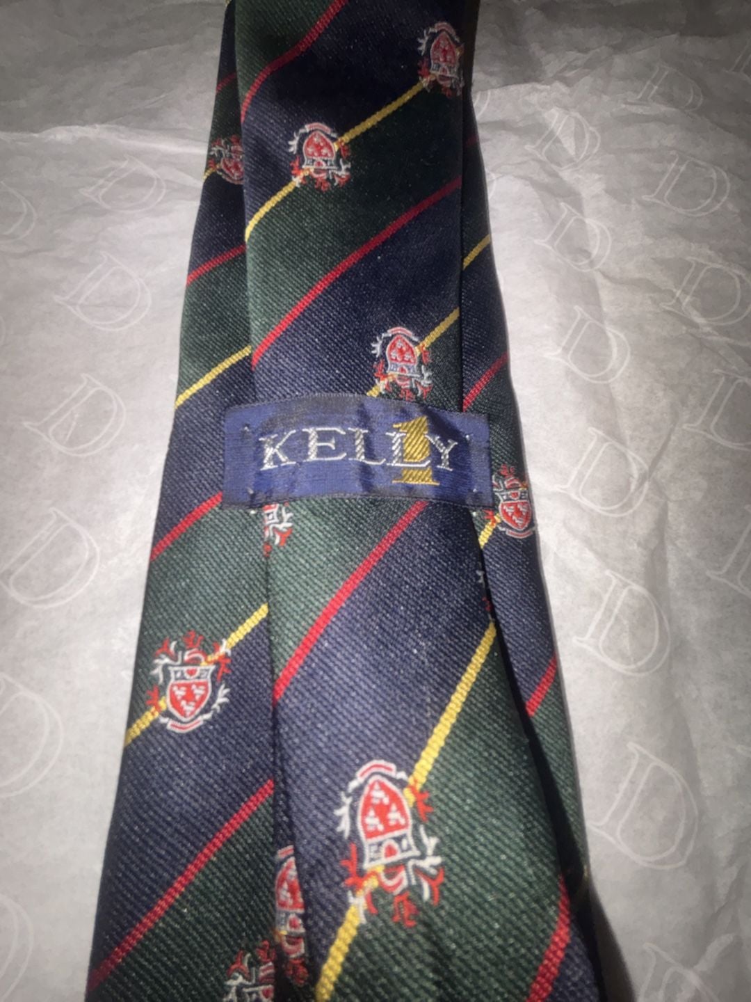Kelly's for Ivey's Men's Store Crest Stripe Tie Multi-Color Silk 2