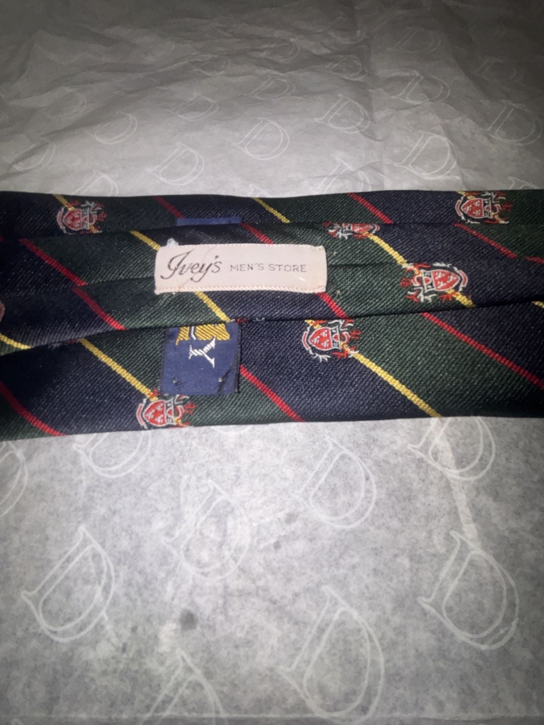 Kelly's for Ivey's Men's Store Crest Stripe Tie Multi-Color Silk 5