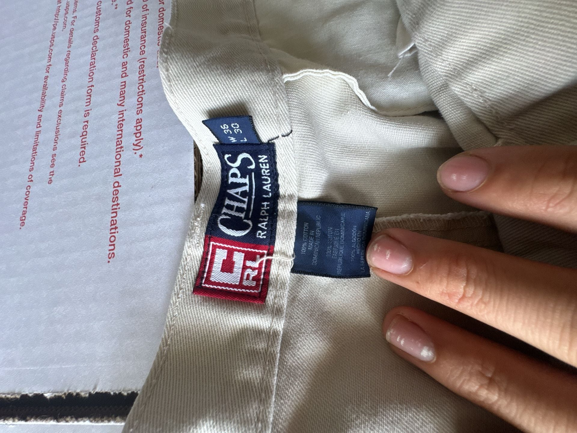 Chaps Ralph Lauren Pants 35x30 Cream Khaki Chino Pleated Straight Leg Mens 4