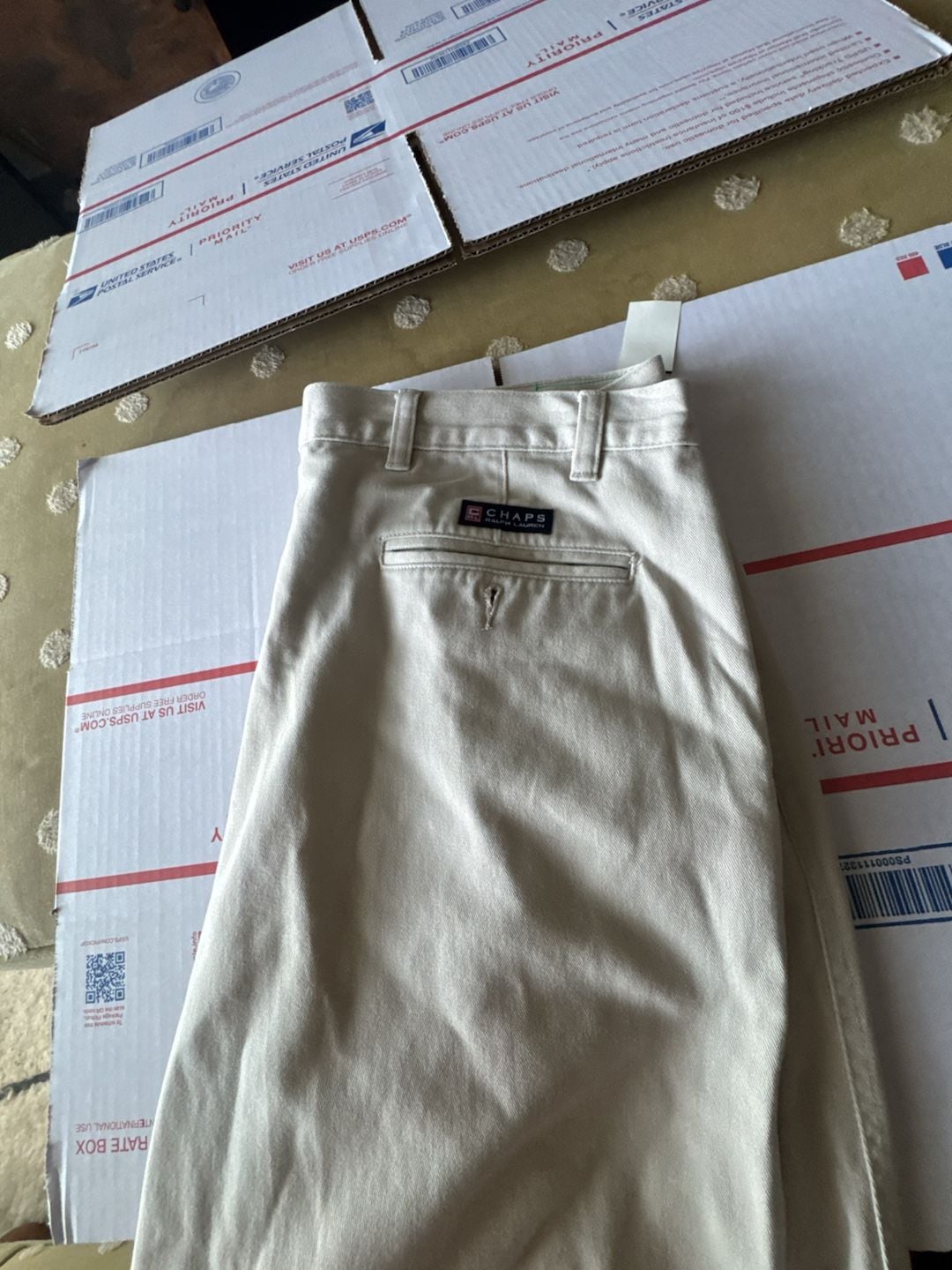 Chaps Ralph Lauren Pants 35x30 Cream Khaki Chino Pleated Straight Leg Mens 5