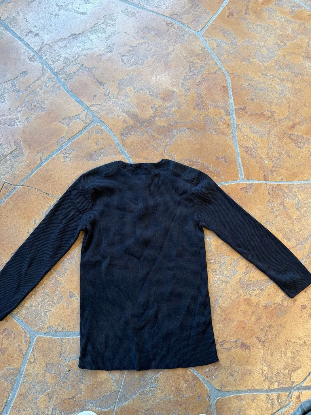 Lauren Jeans Co. Ralph Lauren Henley Size S Black Ribbed Cotton Top 5