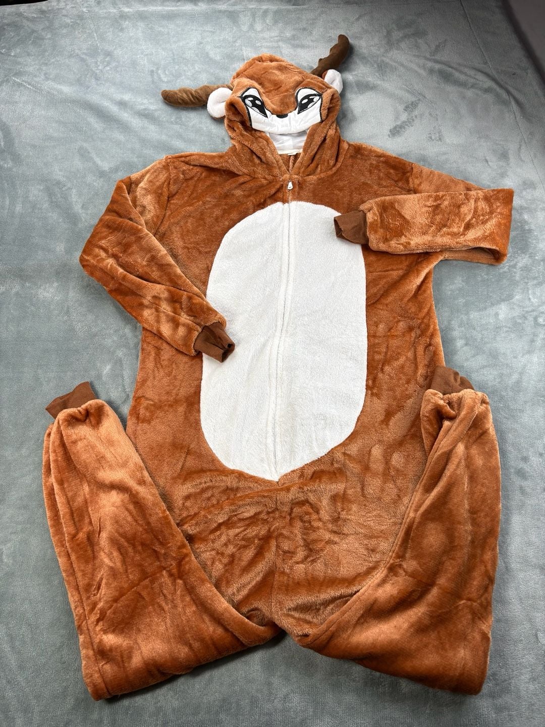 Reindeer Deer Adult Plush bodysuit Costume Hooded Brown Animal Pajamas 1