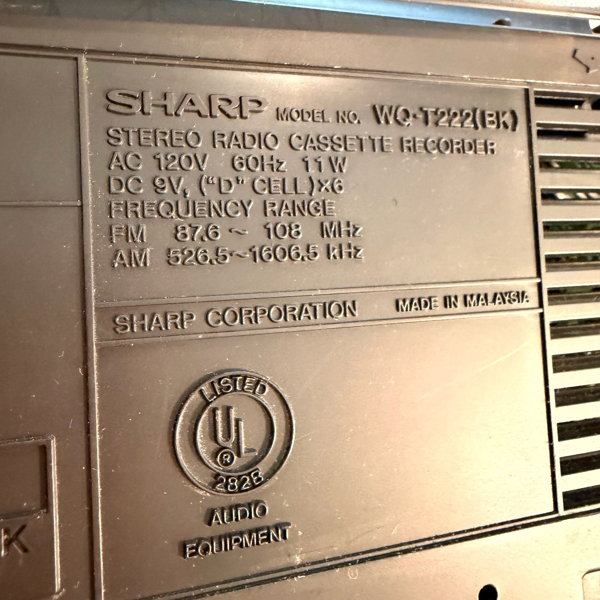 Sharp Wq-T222 Twincam Stereo Radio Cassette Recorder Tested and fully working 11
