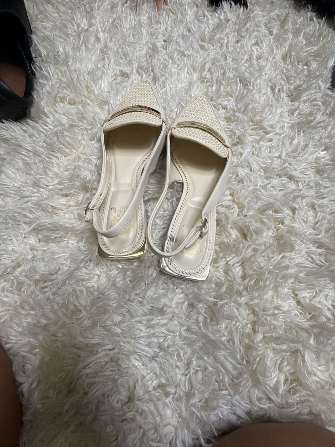 Vince Camuto Size 9 Slingback Loafer Heels White 3