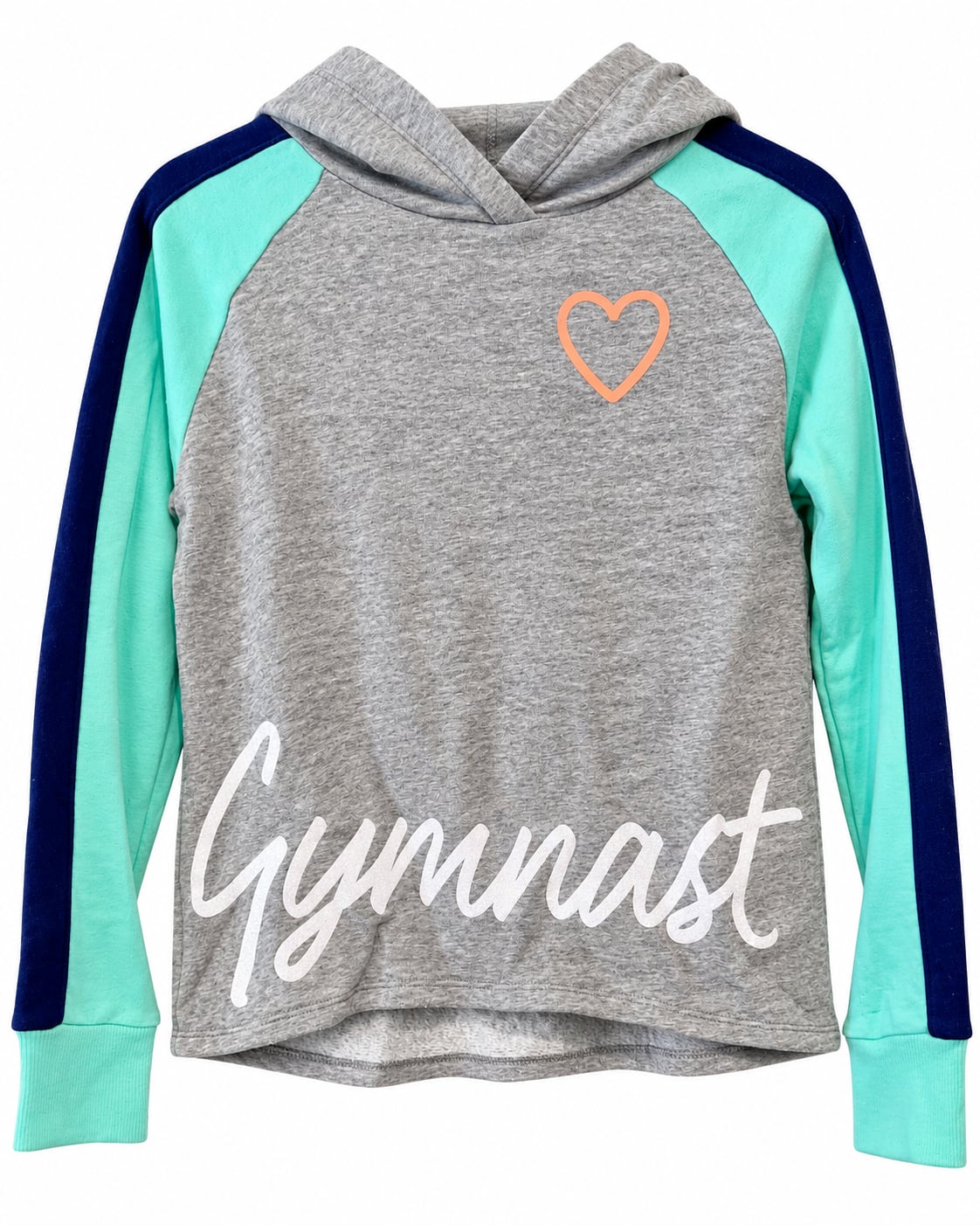 Justice Active Girls Gymnast Hoodie Size 10 Gray Mint Navy Glitter 2