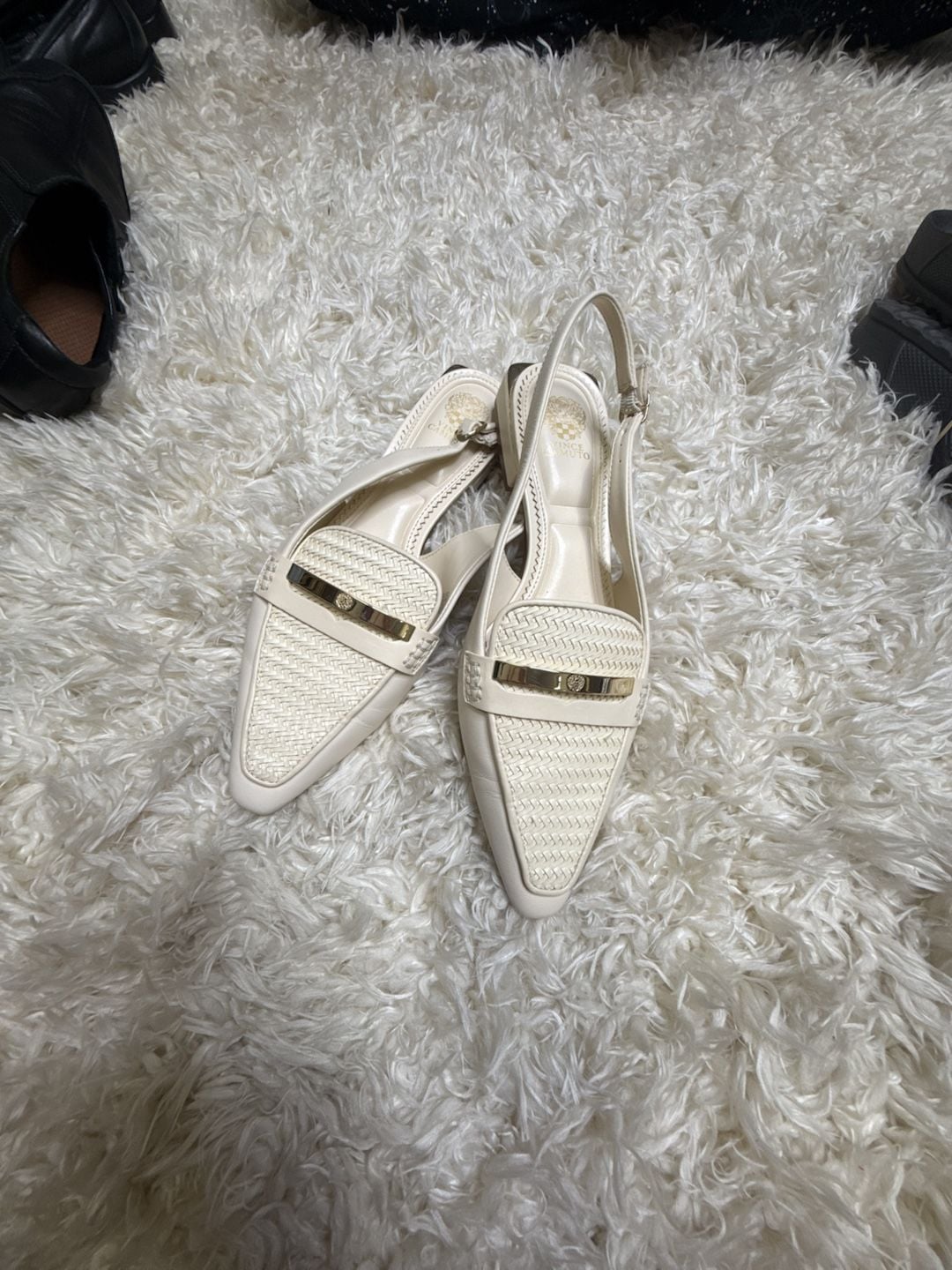 Vince Camuto Size 9 Slingback Loafer Heels White 8