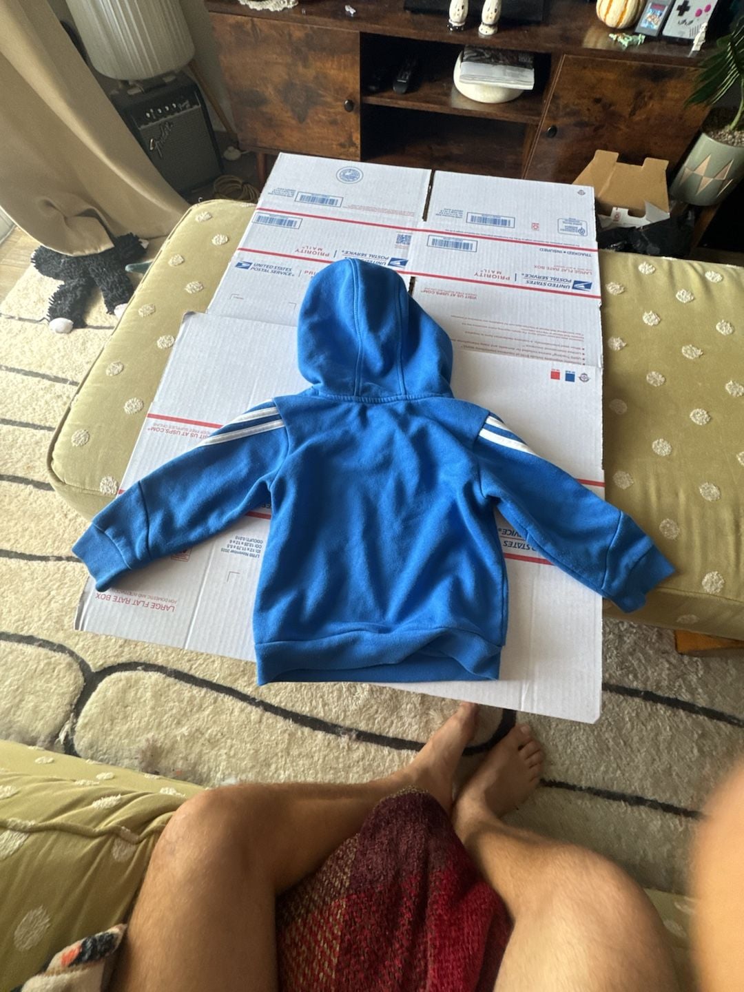 Adidas Toddler Hoodie 2T Blue White Stripes Fleece Pullover Kids Boys Girls 5