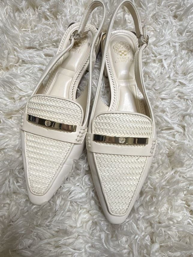 Vince Camuto Size 9 Slingback Loafer Heels White 2