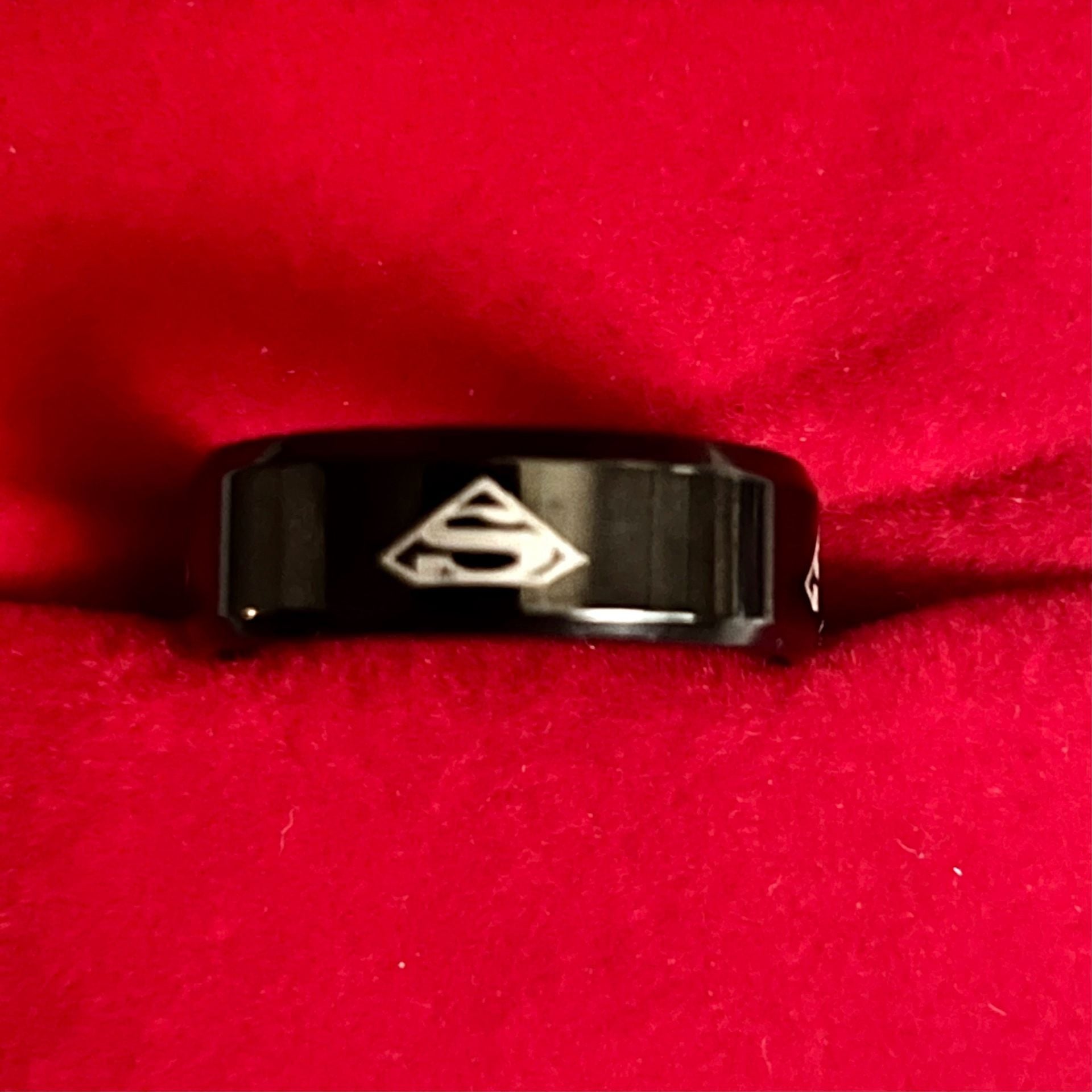 DC Comics Superman Black Stainless Steel 6mm Band Ring Unisex Size 9 2