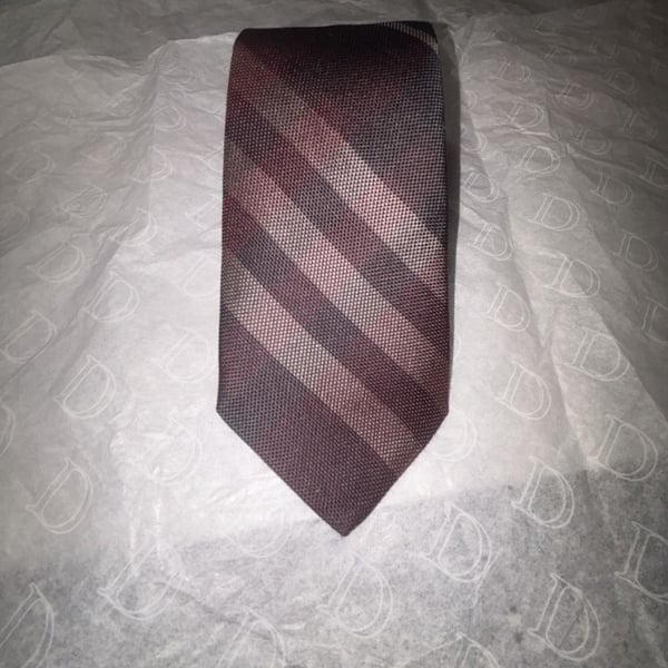 Burberry London Silk Tie Plaid Burgundy Wine Red Made in England
