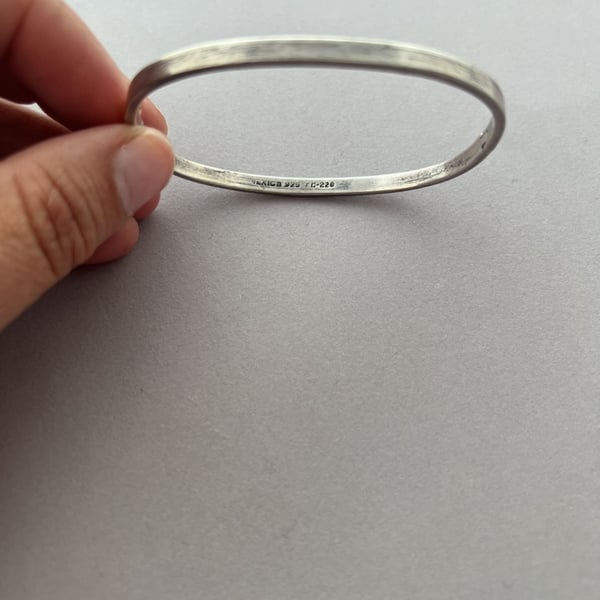 Taxco Mexico 925 Sterling Silver Hinged Bangle Bracelet Vintage
