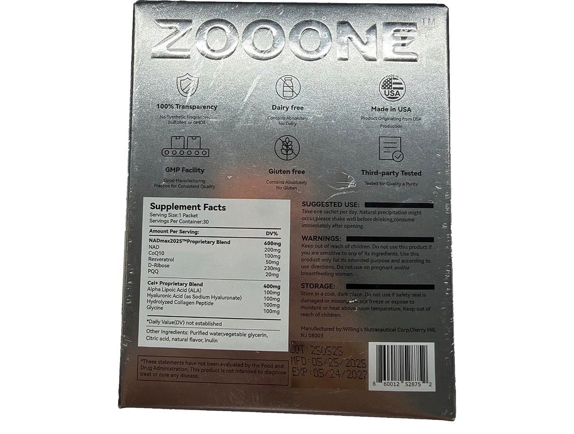 Zooone NAD+ 1000mg Drink Mix 30 Pack 8