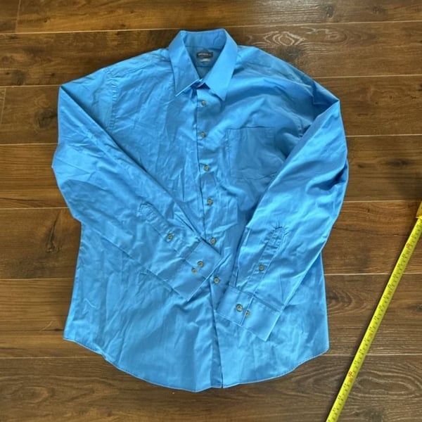Van Heusen Fitted Wrinkle Free Dress Shirt Blue Size 18 36/37