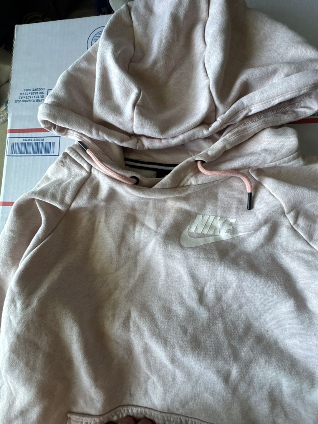 Nike Pullover Hoodie Medium Light Pink Blush Sweatshirt Embroidered Swoosh Women 3
