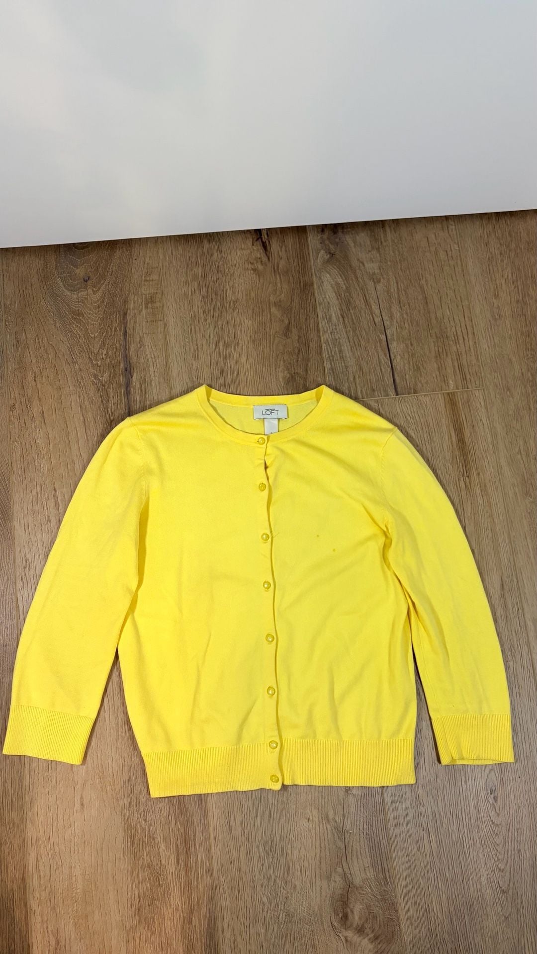 Ann Taylor Loft Cardigan Size S Yellow Crew Neck Sweater 2