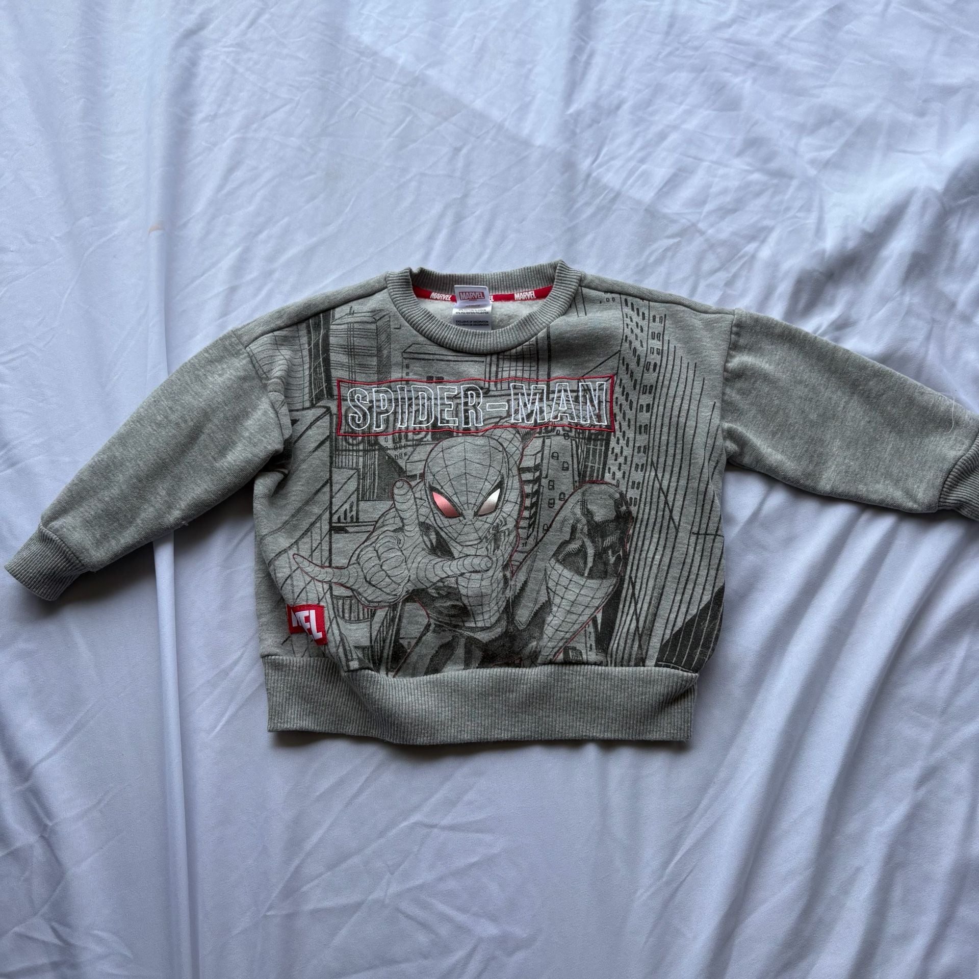 Marvel Spider-Man Sweatshirt Size 2T Gray Graphic Pullover 1
