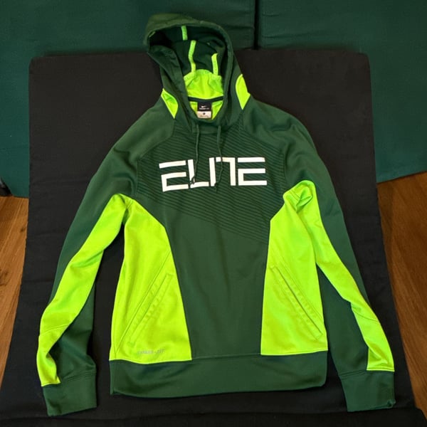 Nike Elite Therma-Fit Hoodie Size S Green Neon Pullover Basketball