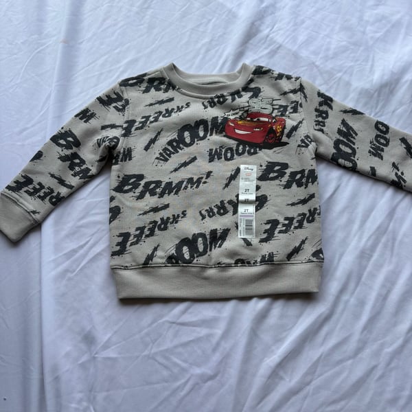 Disney Jumping Beans Pixar Cars Lightning McQueen Fleece Crewneck Size 2T