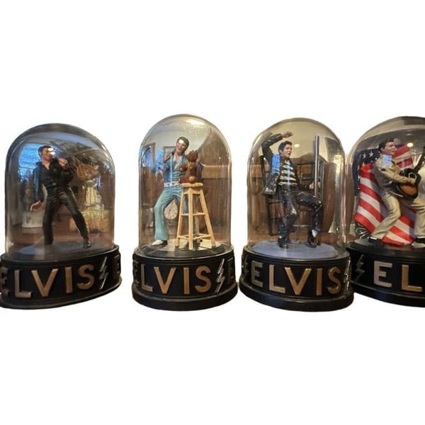 Franklin Mint Elvis The King Limited Edition Porcelain Figurine Dome Set