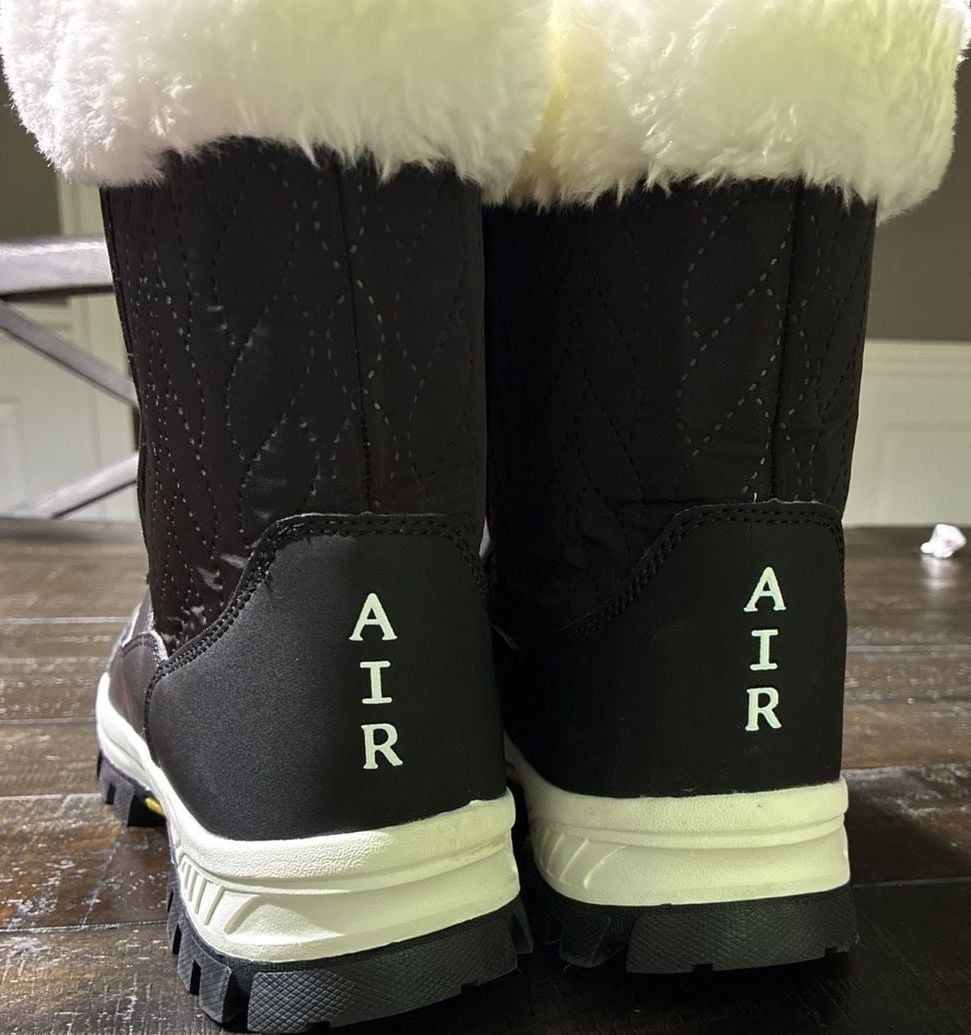 Fashion Winter Snow Boots Black Waterproof Lace-Up Fur-Lined Mid-Calf Booties 5