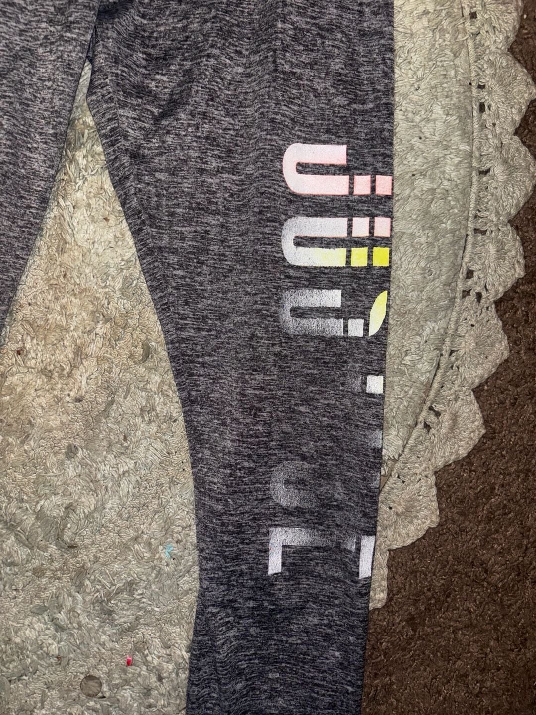 Justice Gray Space Dye Leggings With Rainbow Logo 2
