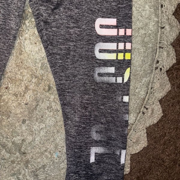 Justice Gray Space Dye Leggings With Rainbow Logo