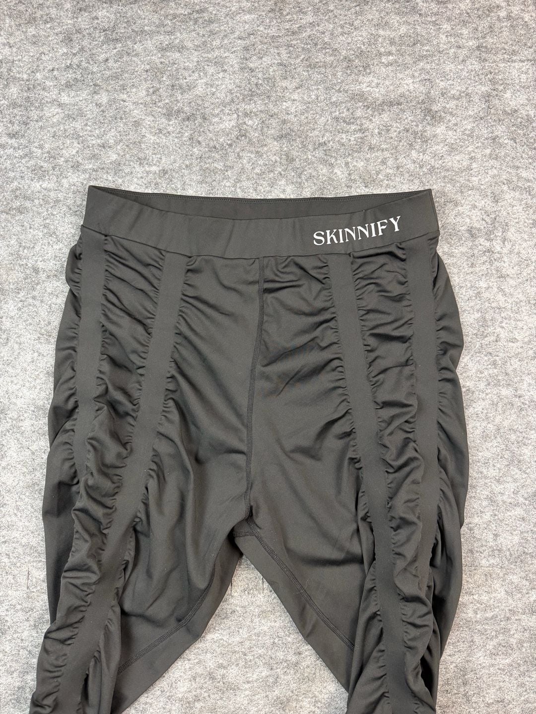 SKINNIFY Black Ruched High Waisted Compression Leggings Womens Size XXXXL 2