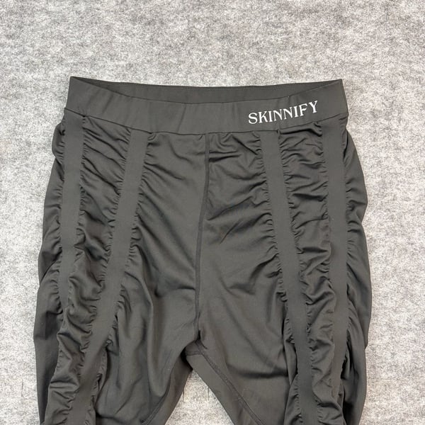 SKINNIFY Black Ruched High Waisted Compression Leggings Womens Size XXXXL