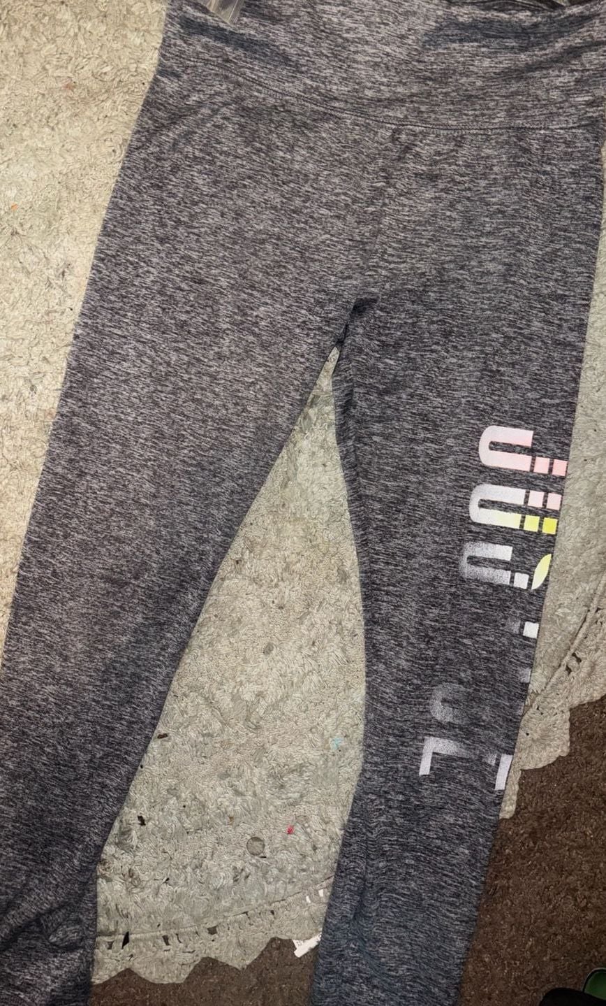 Justice Gray Space Dye Leggings With Rainbow Logo 3